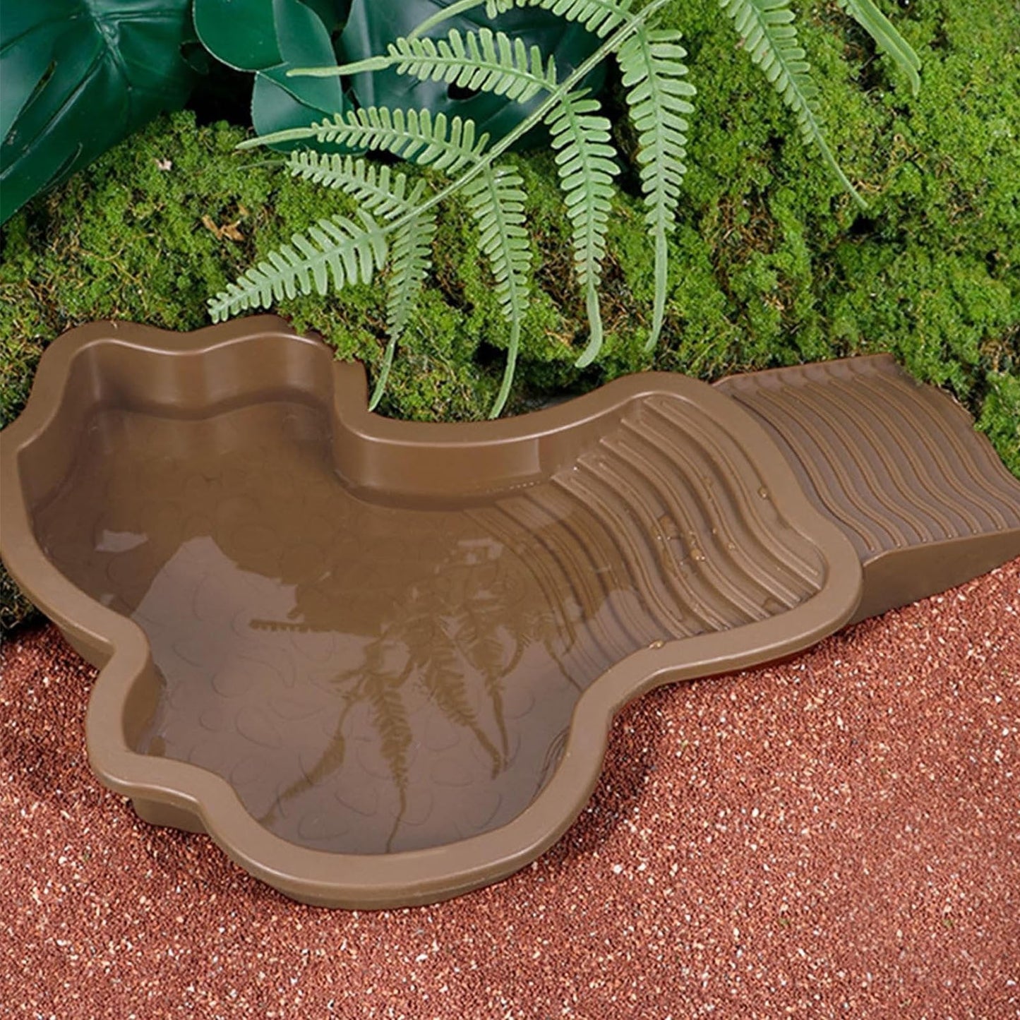 Darzheoy Reptile Bathing Pool Turtle Bath Amphibians Accessories with Ramp Tortoise Feeder Lizards Habitat for Tortoise Scorpion Snake A