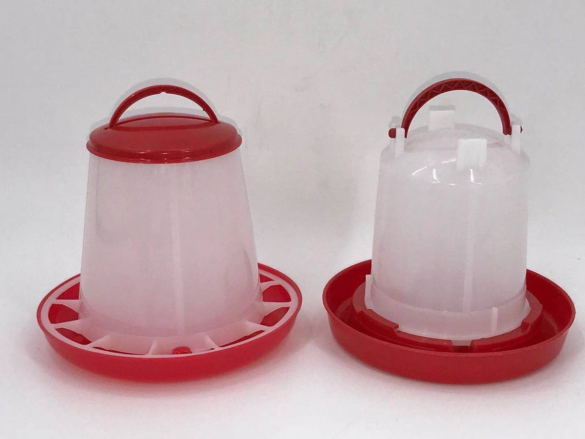 YES4PETS Small Poultry Bird Chicken Water Drinker 1 L & 1.5 kg Food Feeder Grain Seed Set