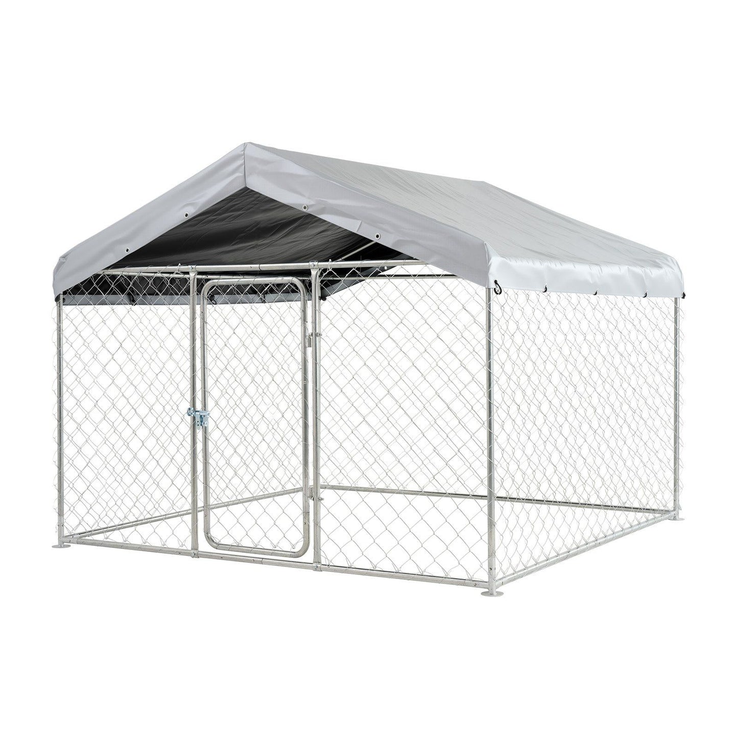 Outdoor Dog Kennel, 2 x 2 x 1.6 m Large Dog Kennel with Secure Lock, Outside Dogs Enclosures with UV-Resistant & Waterproof Roof Cover, Heavy Duty Pet Crate Cage Run for Large Dogs