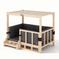 i.Pet 2in1 Dog Kennel Crate Furniture Grey Bedding Wooden House Indoor