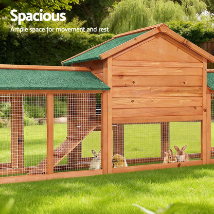 i.Pet Chicken Coop Rabbit Hutch 220cm x 44cm x 84cm Large Chicken Coop Run Wooden Outdoor Cage House