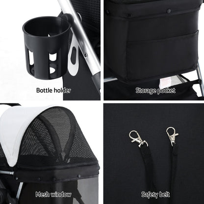 i.Pet Pet Stroller Pram Dog Cat Carrier Cage Large Travel Pushchair Foldable 4 Wheels