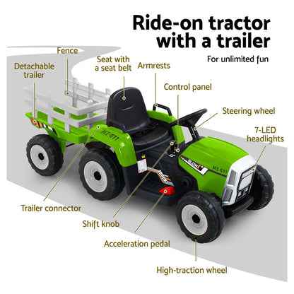 Electric Ride On Car Rigo Kids Ride On Cars Tractor Toy 12V Green