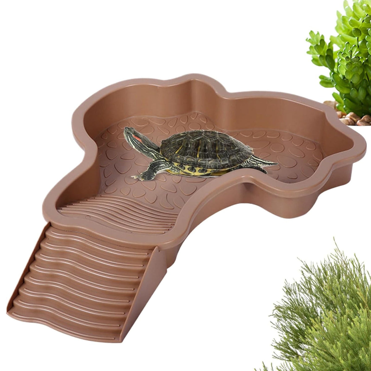 Darzheoy Reptile Bathing Pool Turtle Bath Amphibians Accessories with Ramp Tortoise Feeder Lizards Habitat for Tortoise Scorpion Snake A