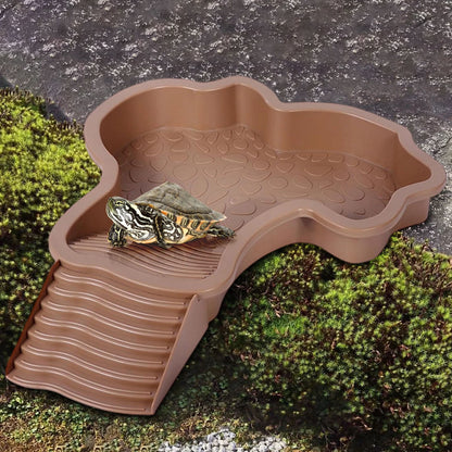 Darzheoy Reptile Bathing Pool Turtle Bath Amphibians Accessories with Ramp Tortoise Feeder Lizards Habitat for Tortoise Scorpion Snake A
