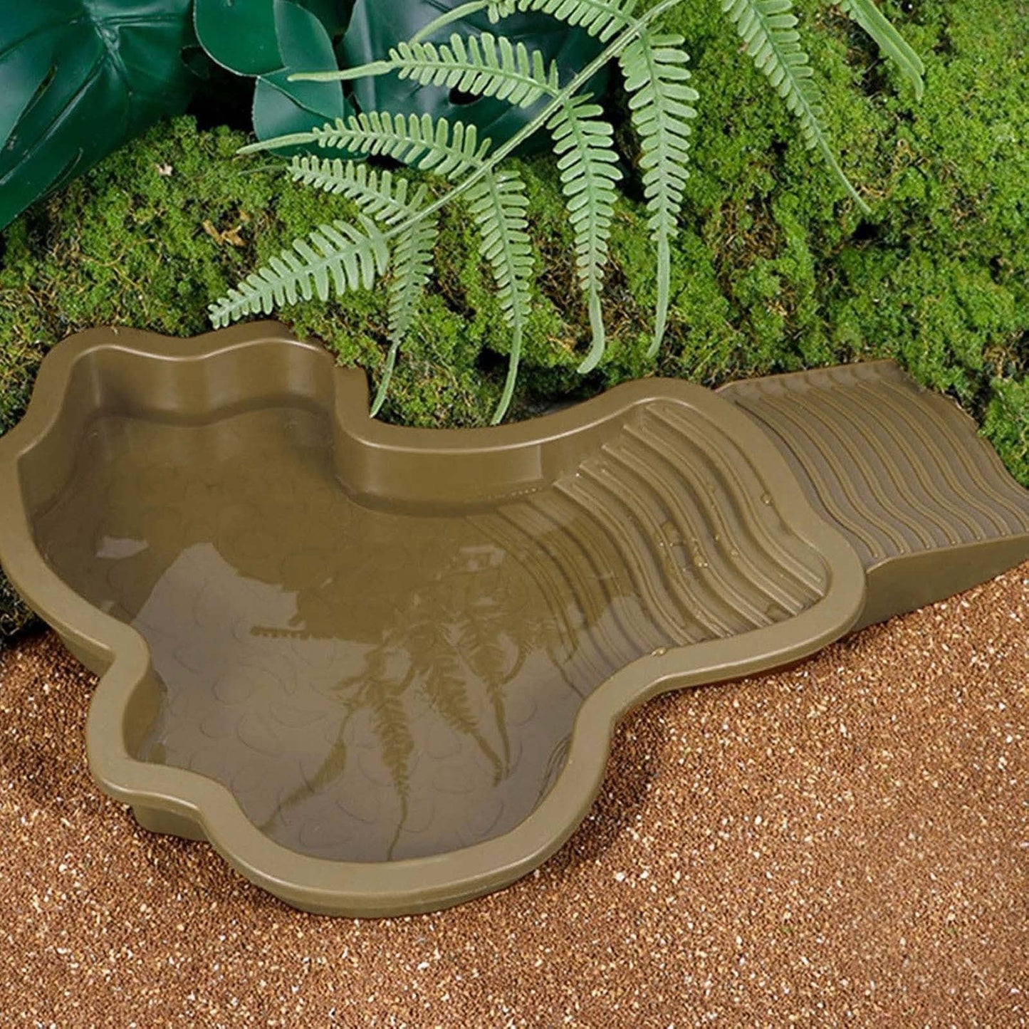 Darzheoy Reptile Bathing Pool Turtle Bath Amphibians Accessories with Ramp Tortoise Feeder Lizards Habitat for Tortoise Scorpion Snake B