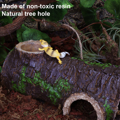 Reptile Gecko Hide Cave Natural Looking Basking Platform Terrarium Decor Resin Hollow Hide Cave for Lizard Leopard Gecko Accessories