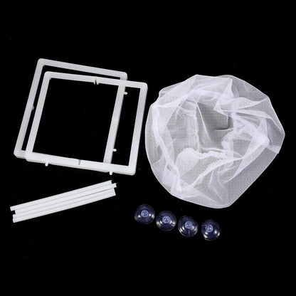 2 Pack Fish Incubator Mesh Box Aquarium, 6.3" x 5.51" x 5.91" Breeder Box for Fish Tank White Nylon Mesh Fishes Breeder Boxes for Aquarium Juvenile Fishes Separation Net Fry Hatchery with Suction Cups
