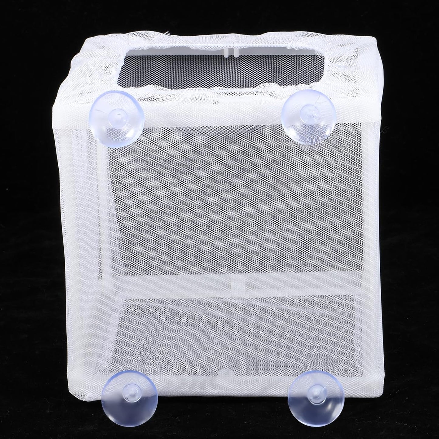 2 Pack Fish Incubator Mesh Box Aquarium, 6.3" x 5.51" x 5.91" Breeder Box for Fish Tank White Nylon Mesh Fishes Breeder Boxes for Aquarium Juvenile Fishes Separation Net Fry Hatchery with Suction Cups