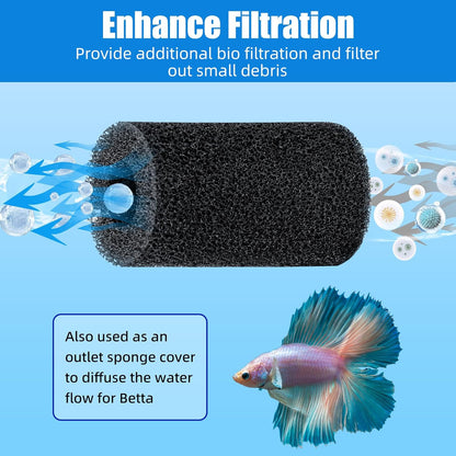 12-Pack Pre-Filter Sponge for Aquarium Shrimp Fry Fish Tank Filter 0.8 Inch Intake, Replacement Foam Cover
