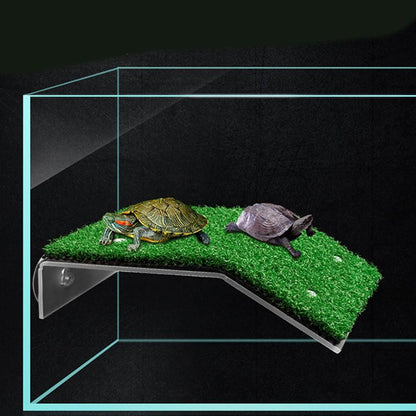 Turtle Basking Platform Simulation Grass Turtle Ramp for Fish Tank Aquarium - M