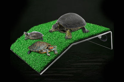 Turtle Basking Platform Simulation Grass Turtle Ramp for Fish Tank Aquarium - L