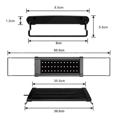 36W aquarium sand washer with plug adapter & 15W 66LED RGBW aluminum shell bracket light 40CM/28-key control