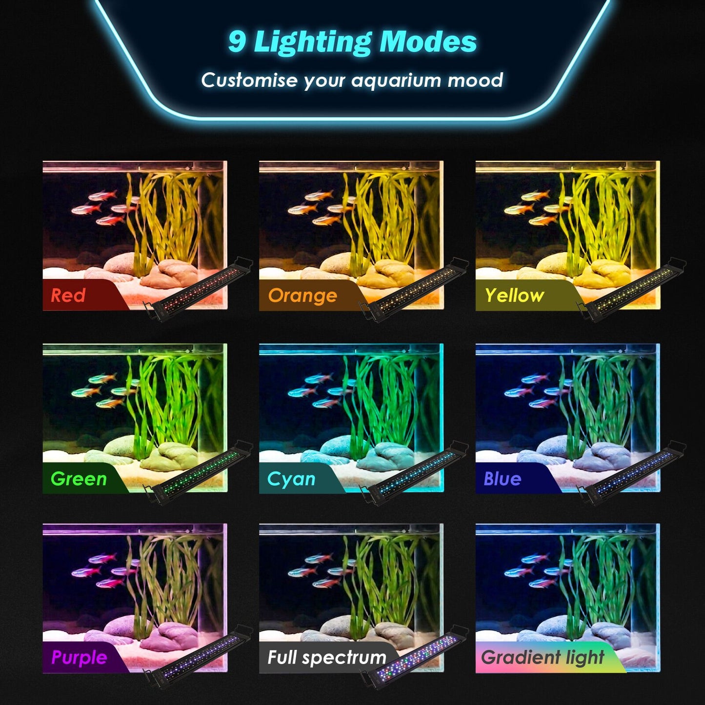 Dynamic Power Planted Aquarium LED Light Day Night Cycle Full Spectrum 36W 95cm