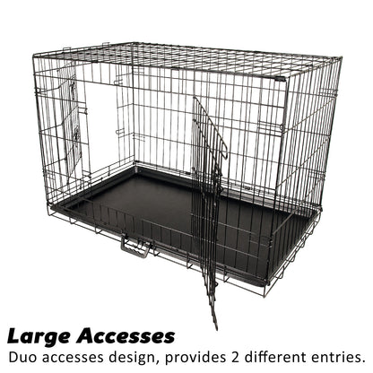 Wire Dog Cage Crate 24in with Tray + Cushion Mat + BLUE Cover Combo