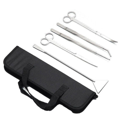 Stainless Steel Aquarium Tool Set Tweezers Scissors Spatula Kit 4 5 6PCS - 4PCS Tool + Bag