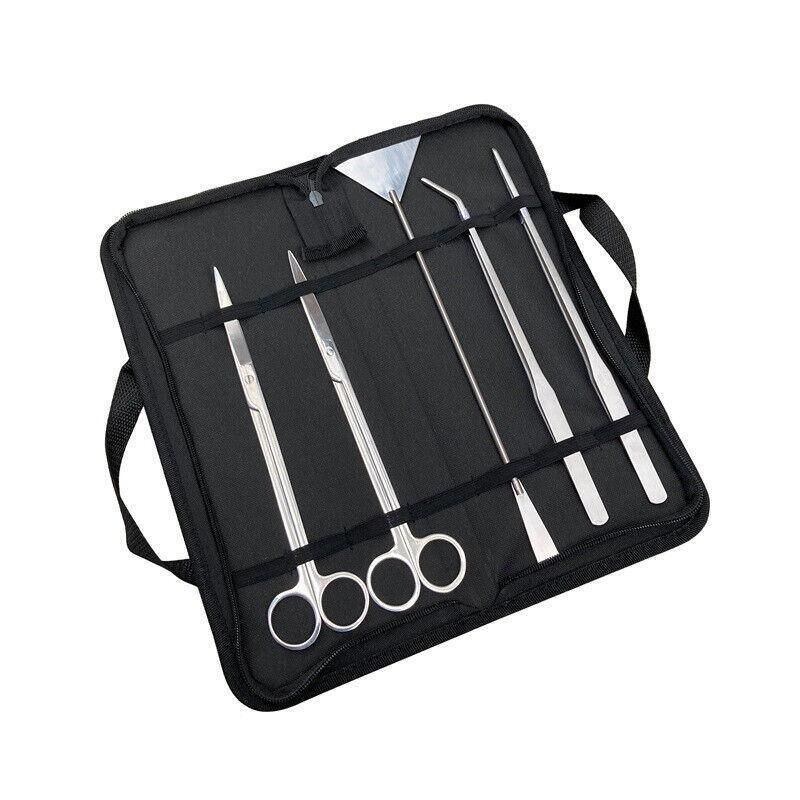 Stainless Steel Aquarium Tool Set Tweezers Scissors Spatula Kit 4 5 6PCS - 6PCS Tool + Bag