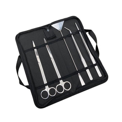 Stainless Steel Aquarium Tool Set Tweezers Scissors Spatula Kit 4 5 6PCS - 6PCS Tool + Bag