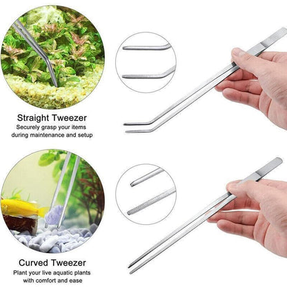 Stainless Steel Aquarium Tool Set Tweezers Scissors Spatula Kit 4 5 6PCS - 6PCS Tool + Bag