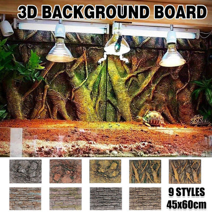 Pet Reptile Tank Board 3D Foam Backgrounds and Habitat Decoration 9 Styles - B