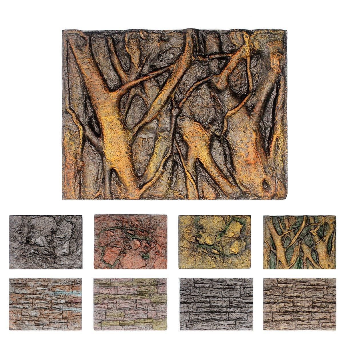 Pet Reptile Tank Board 3D Foam Backgrounds and Habitat Decoration 9 Styles - F