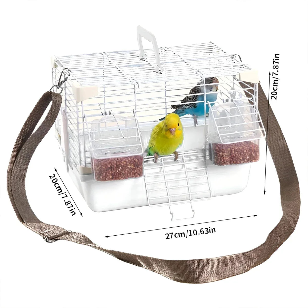 Portable Bird Carrier Cage Backpack Travel Bird Cage Outdoor Ventilated Pet Bag - Grey