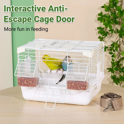 Portable Bird Carrier Cage Backpack Travel Bird Cage Outdoor Ventilated Pet Bag - Grey