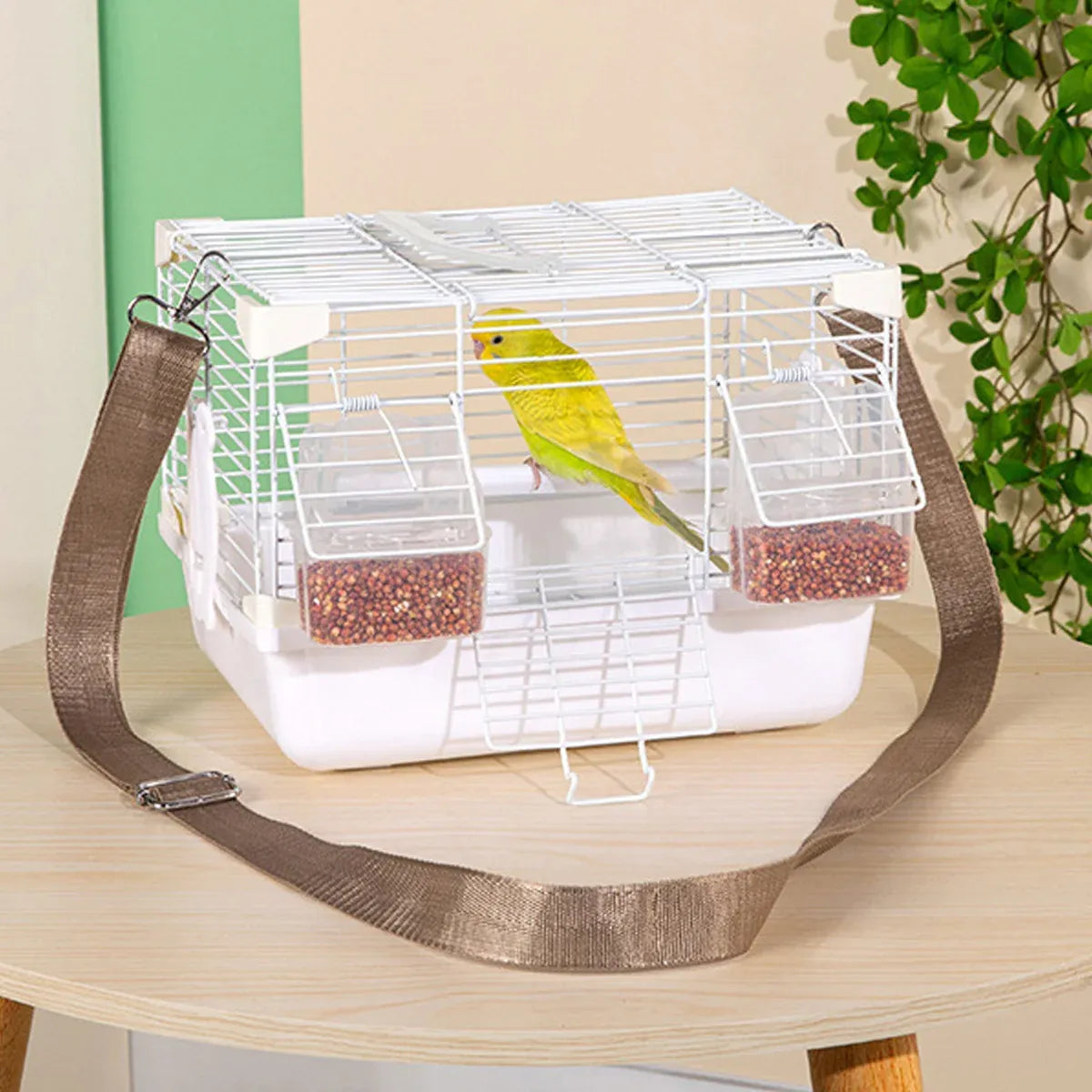 Portable Bird Carrier Cage Backpack Travel Bird Cage Outdoor Ventilated Pet Bag - Grey