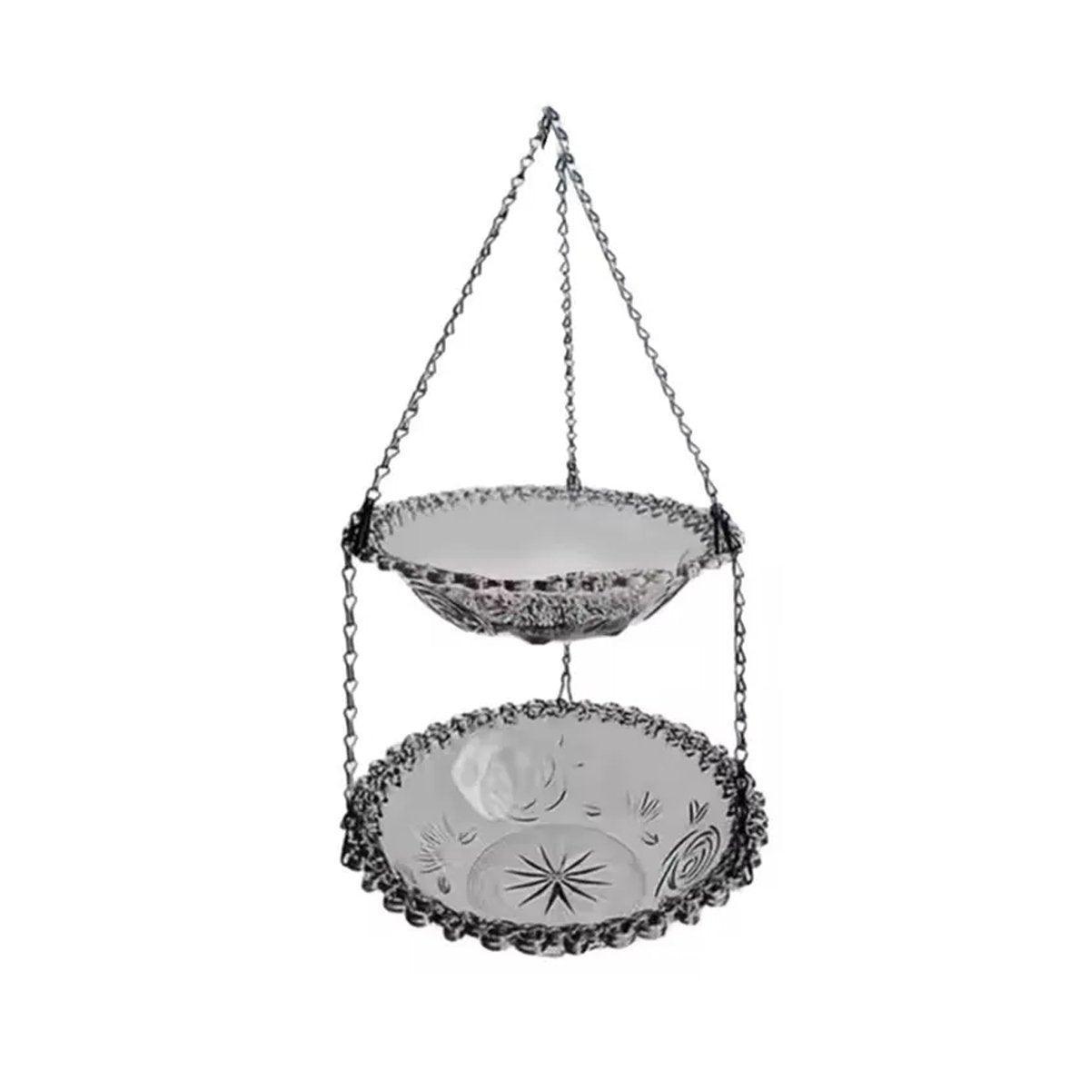 Outdoor Hanging Bird Feeder Bath Garden Patio Decoration for Attracting Birds - Grey