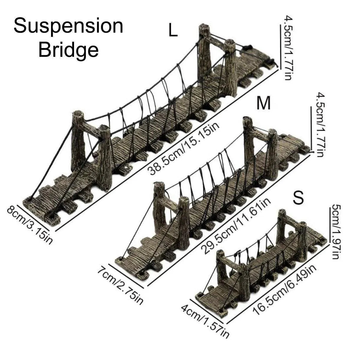 Resin Bridge Aquarium Decoration Fish Tank Accessories Shrimp Tortoise Climbing - Bent Rope Bridge-S