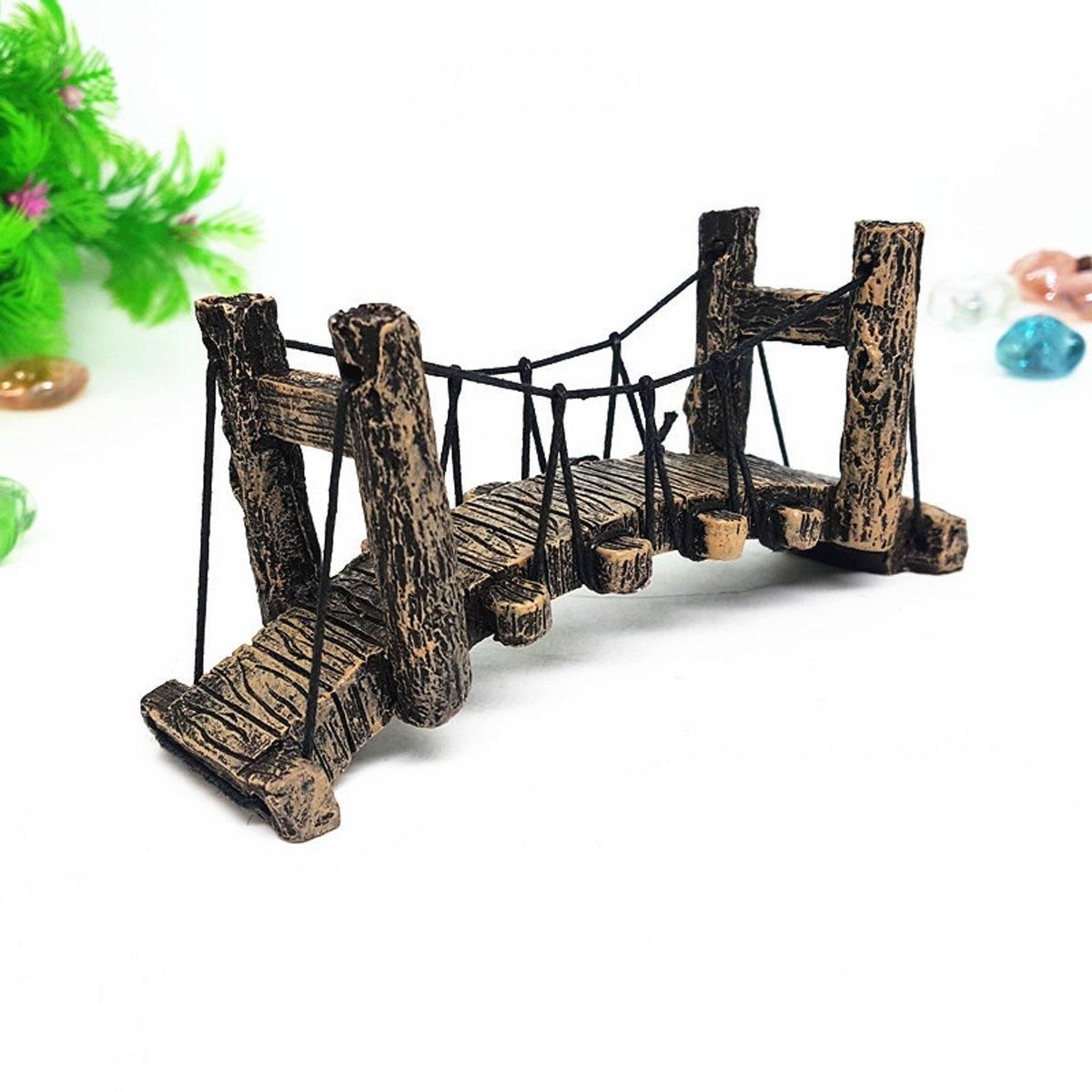 Resin Bridge Aquarium Decoration Fish Tank Accessories Shrimp Tortoise Climbing - Bent Rope Bridge-S