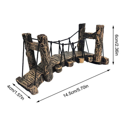 Resin Bridge Aquarium Decoration Fish Tank Accessories Shrimp Tortoise Climbing - Bent Rope Bridge-S