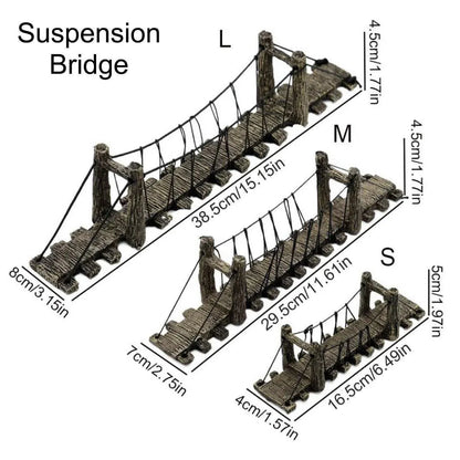 Resin Bridge Aquarium Decoration Fish Tank Accessories Shrimp Tortoise Climbing - Suspension Bridge-S