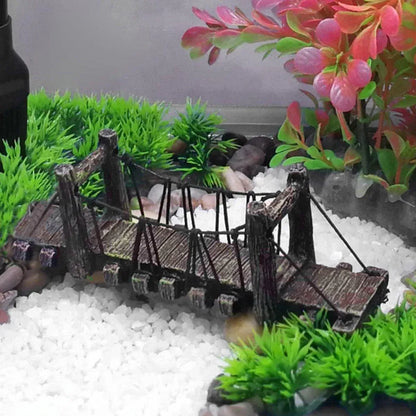 Resin Bridge Aquarium Decoration Fish Tank Accessories Shrimp Tortoise Climbing - Suspension Bridge-S
