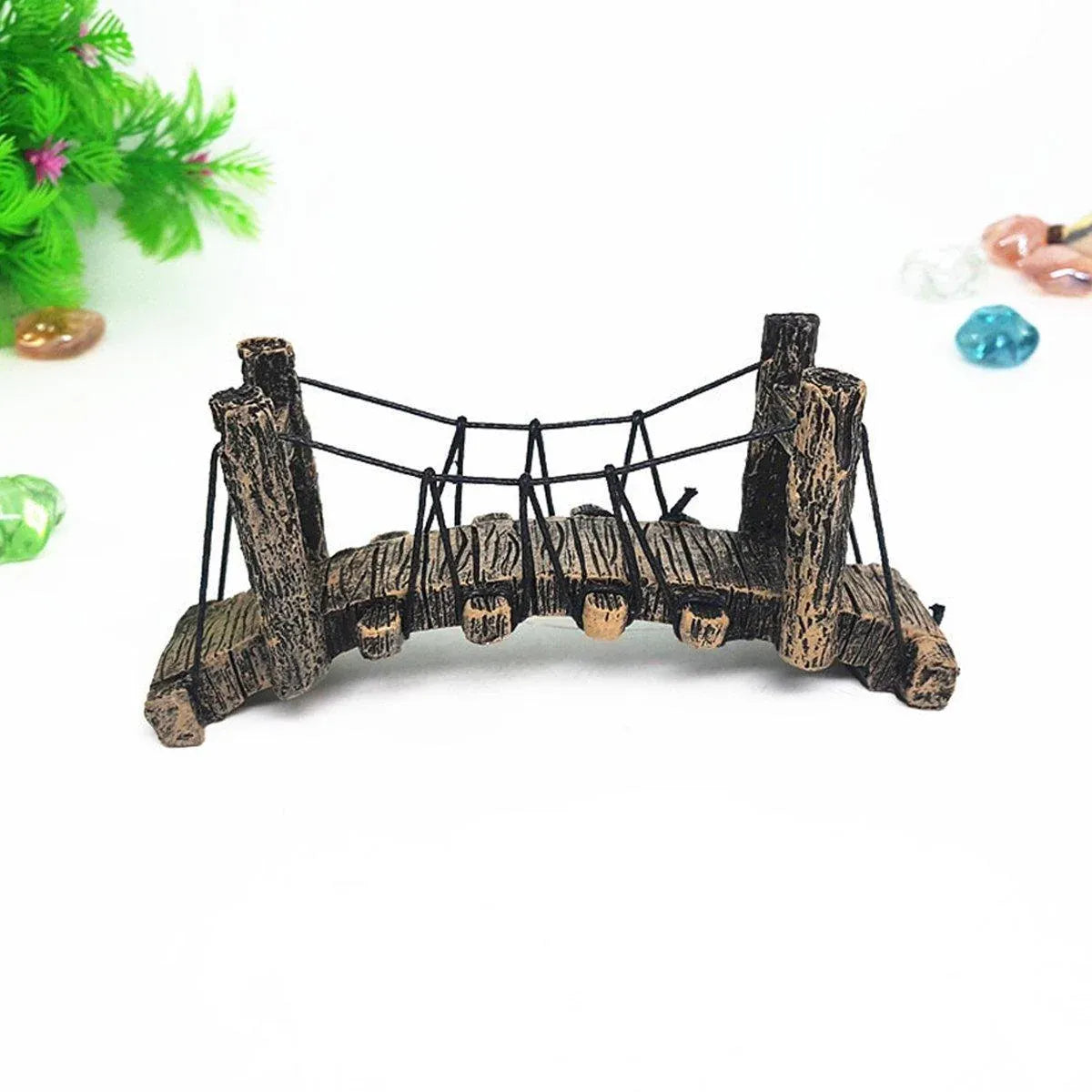 Resin Bridge Aquarium Decoration Fish Tank Accessories Shrimp Tortoise Climbing - Suspension Bridge-S