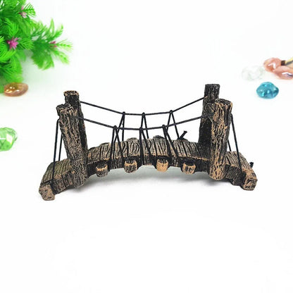 Resin Bridge Aquarium Decoration Fish Tank Accessories Shrimp Tortoise Climbing - Suspension Bridge-S