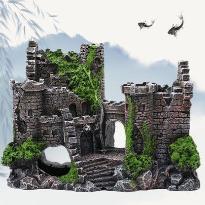 Aquarium Fish Tank Ornament Decor Landscape Ancient Castle Tower Hide Cave Resin