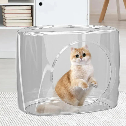 Transparent Capsule Cat Litter Box Semi Enclosed Cat House for Indoor Use
