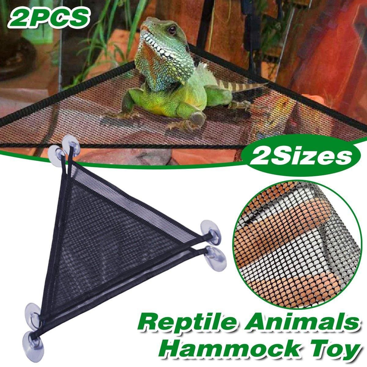 2x Reptile Hammock for Small Large Bearded Dragon Lizard Reptile Snakes Black - Small