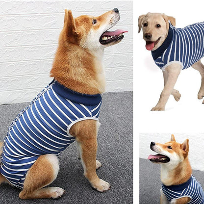 Dog Recovery Suit Anti-Lick Wound Protector Pet Clothing Post-Surgery Belly - Stripes-XL
