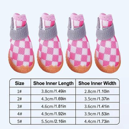 4pcs Breathable Mesh Dog Shoes Small Pets Puppy Paw Protection Summer Boots - Green-1