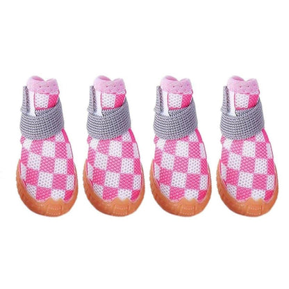 4pcs Breathable Mesh Dog Shoes Small Pets Puppy Paw Protection Summer Boots - Green-1