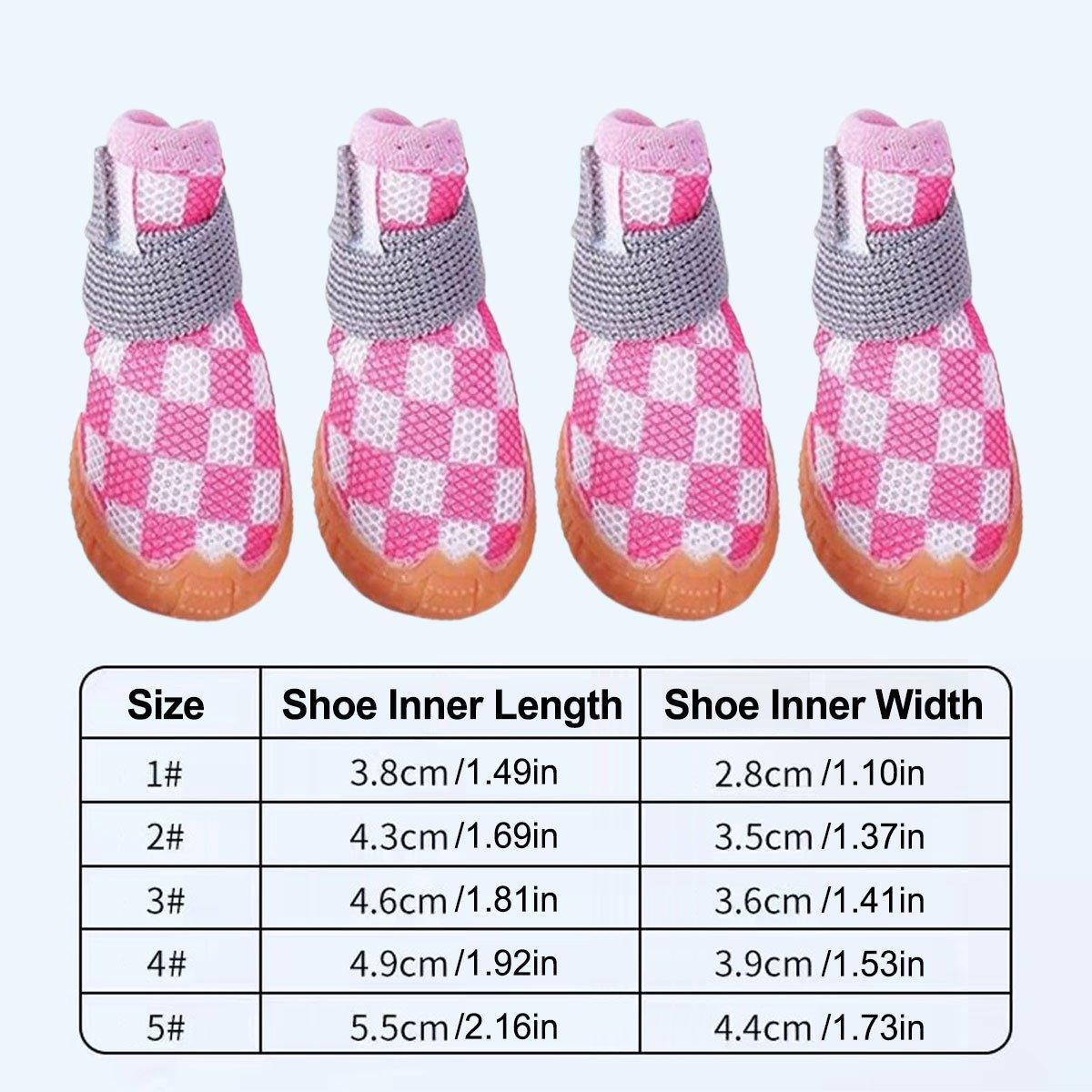 4pcs Breathable Mesh Dog Shoes Small Pets Puppy Paw Protection Summer Boots - Pink-4