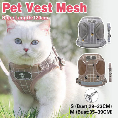 Pink Kitten Dog Cat Walking Harness Lead Leash Collar Pet Vest Mesh Adjustable - S