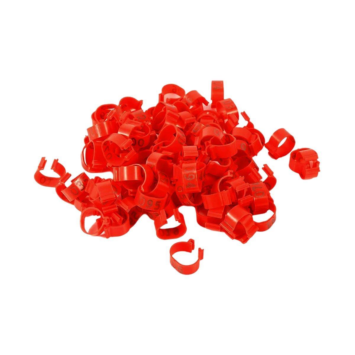 100X 001-100 Digital Numbered Bird Leg Band Rings Clip For Pigeon Parrot Poultry - Green