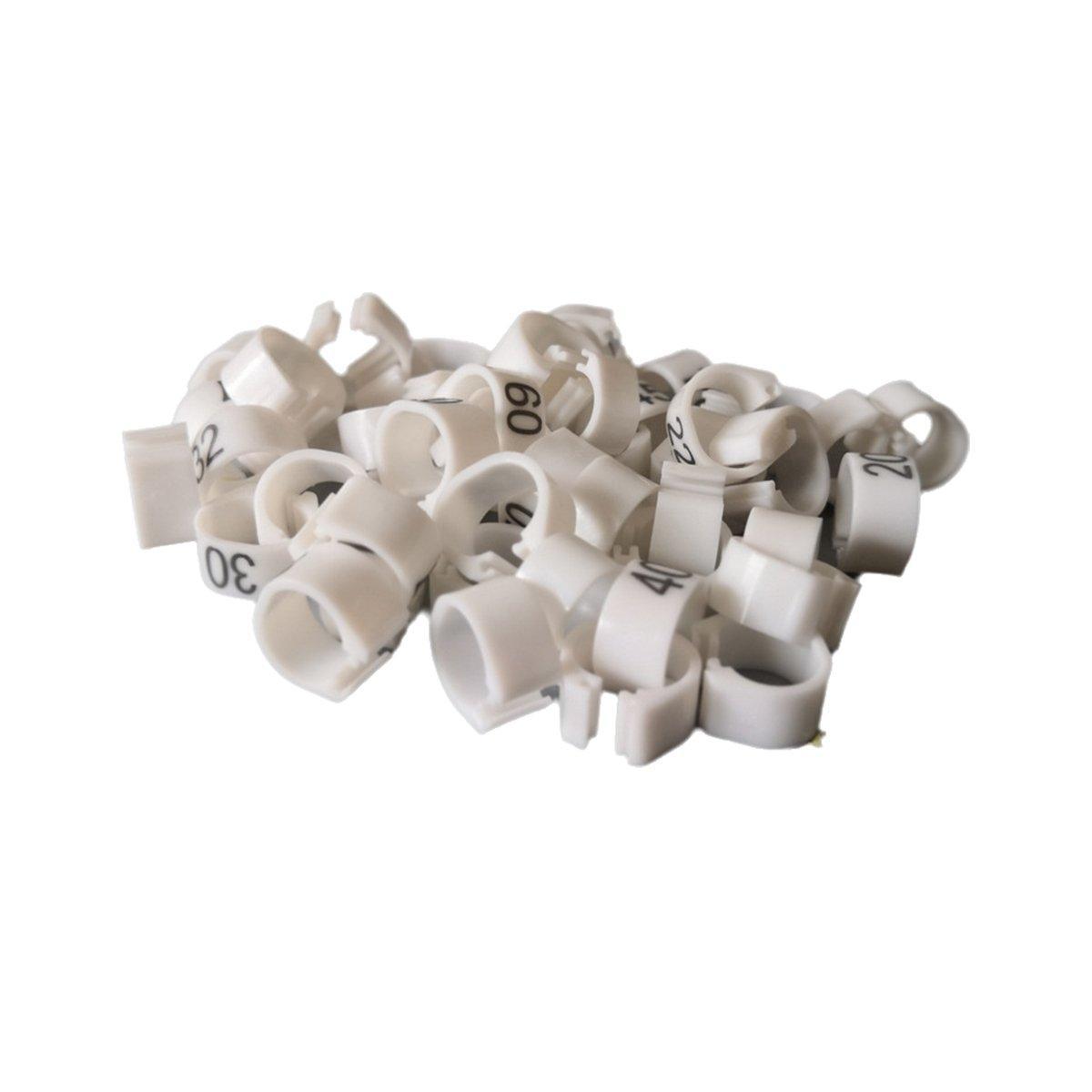 100X 001-100 Digital Numbered Bird Leg Band Rings Clip For Pigeon Parrot Poultry - Green
