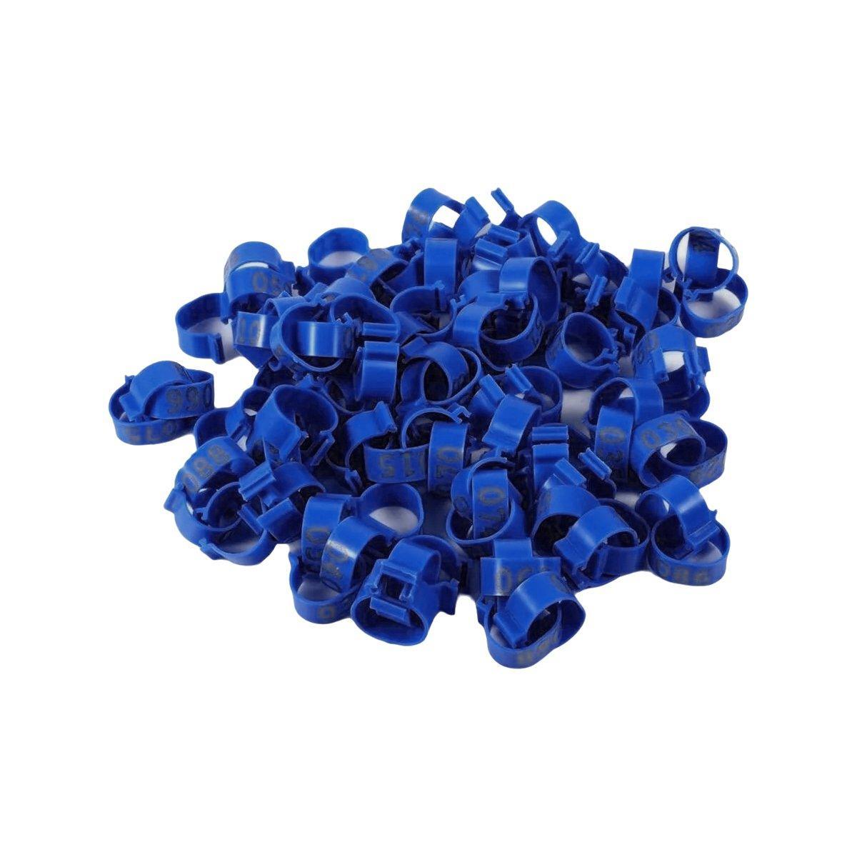 100X 001-100 Digital Numbered Bird Leg Band Rings Clip For Pigeon Parrot Poultry - Green