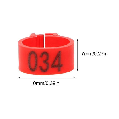 100X 001-100 Digital Numbered Bird Leg Band Rings Clip For Pigeon Parrot Poultry - White