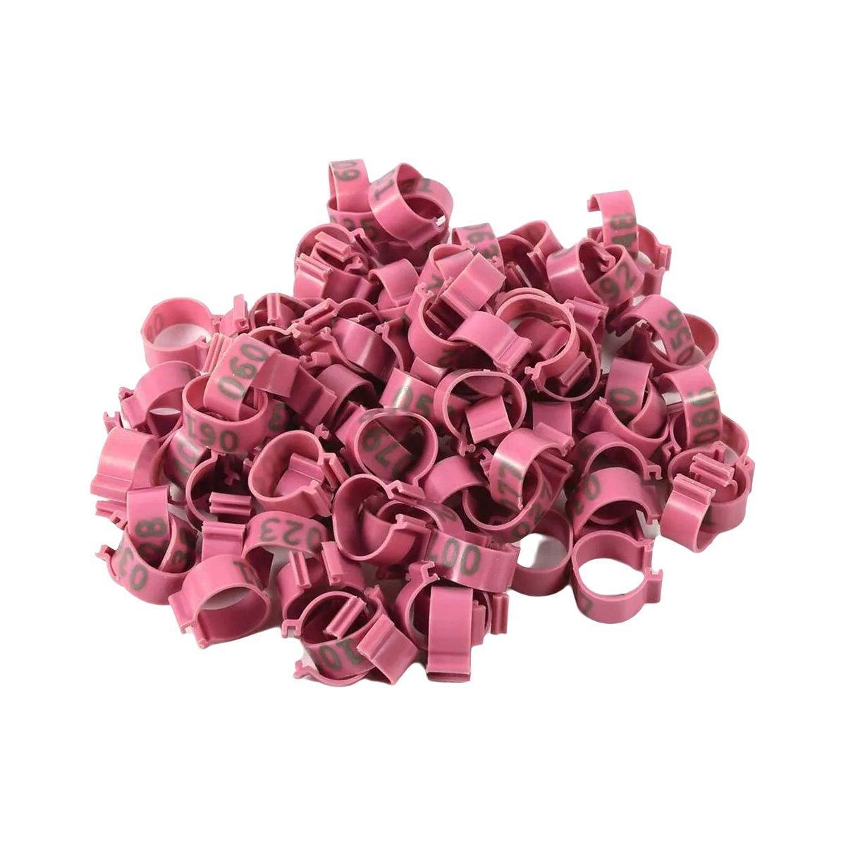 100X 001-100 Digital Numbered Bird Leg Band Rings Clip For Pigeon Parrot Poultry - White