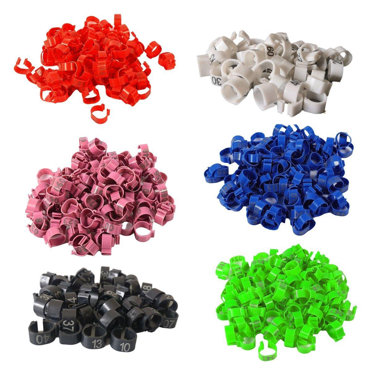 100X 001-100 Digital Numbered Bird Leg Band Rings Clip For Pigeon Parrot Poultry - Dark Blue